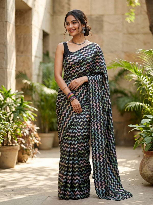 Japan Satin - Polyester - Design MA01242 - Saree Lookbook - JS-0-MA01242-110 - alternate view