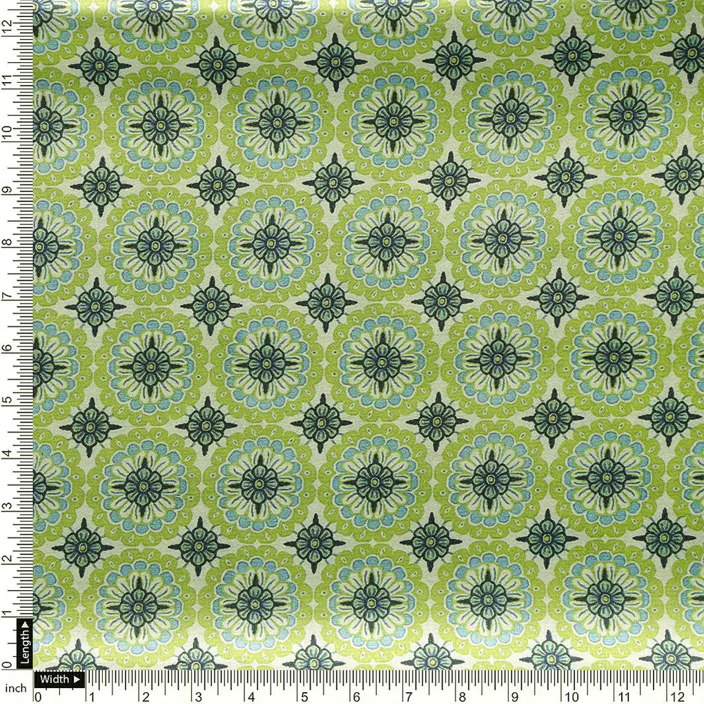 Attractive Tiny Green Link Flower Digital Printed Fabric - Japan Satin – js 0 ma014921 110 a