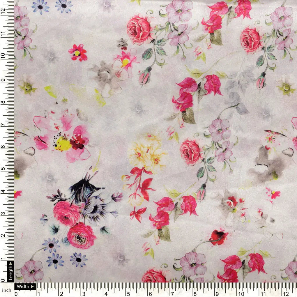 Beautifull Red And Pink Camellia Rose Of Branch Digital Printed Fabric - Japan Satin – js 0 ma08622 110 a