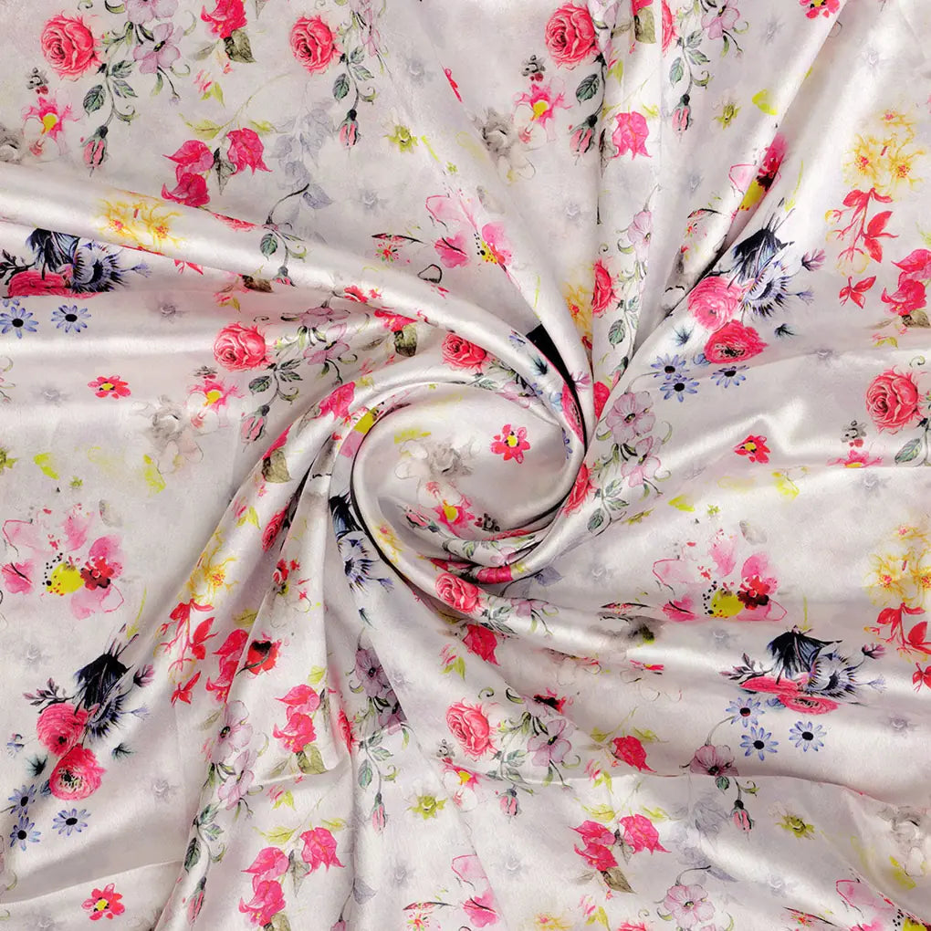 Beautifull Red And Pink Camellia Rose Of Branch Digital Printed Fabric - Japan Satin – js 0 ma08622 110 b