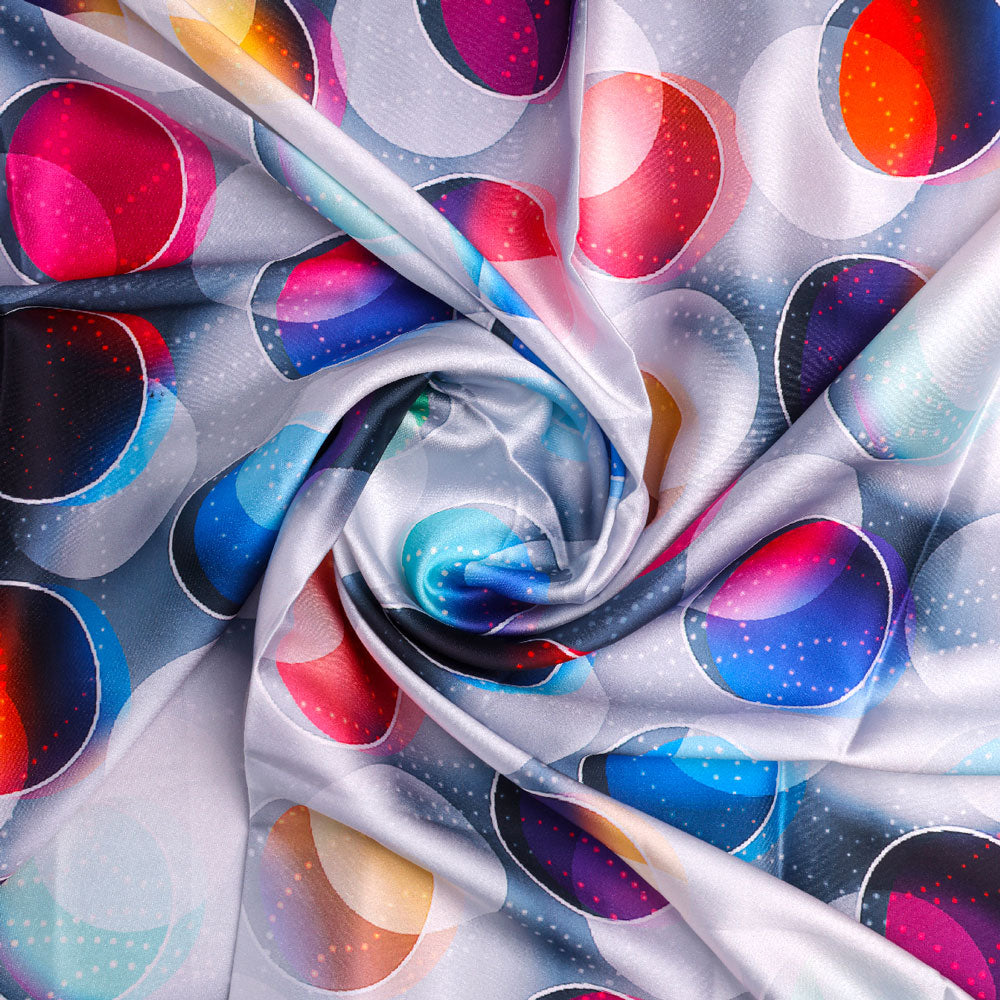 Gorgeous multicolor geometric digital printed fabric from FAB VOGUE Studio