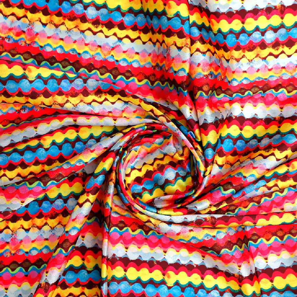 Gorgeous digital printed fabric in multicolor with strips and waving design – js 0 ta01033 110 a