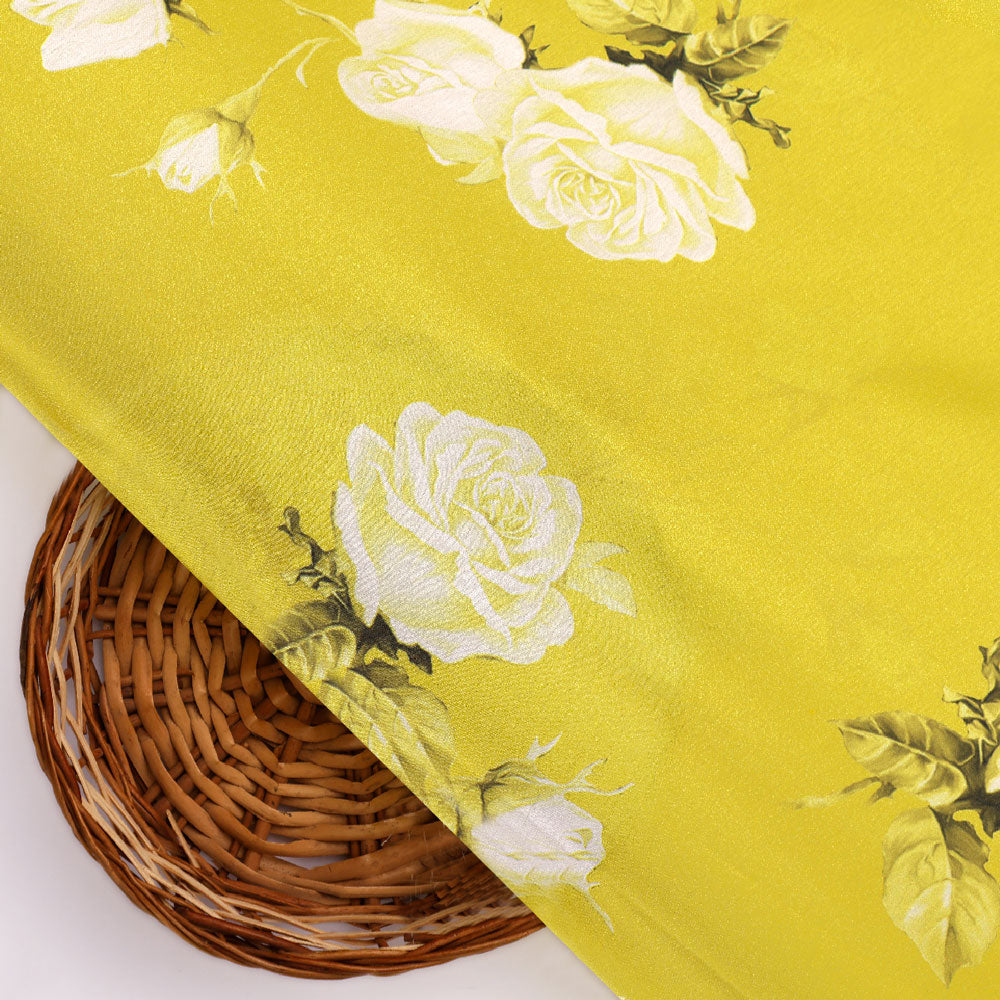 Classy Yellow Floral Digital Printed Japan Satin Fabric – FAB VOGUE Studio®
