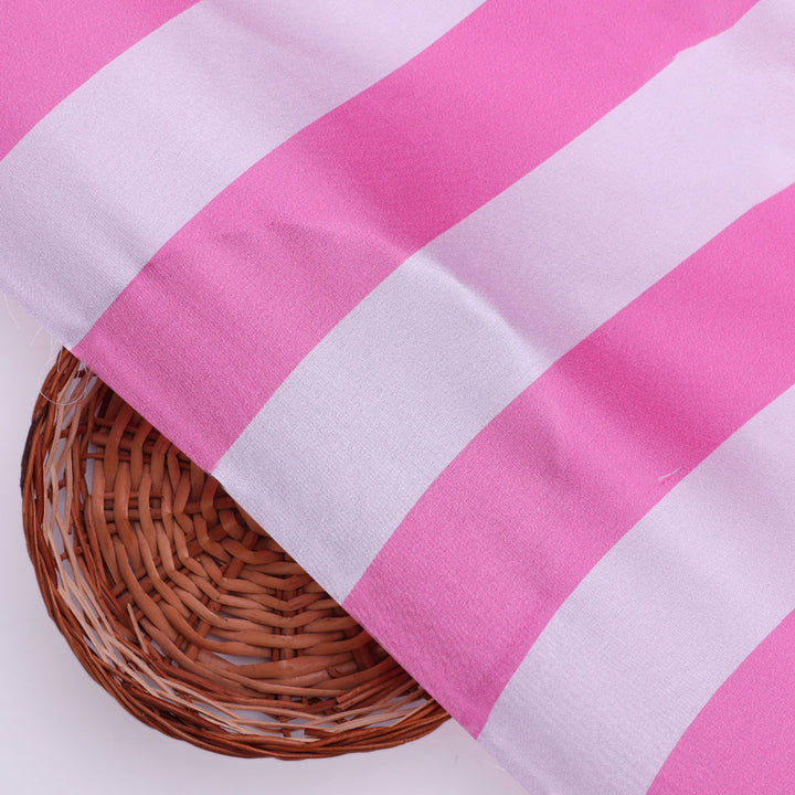 Gorgeous pink striped digital printed fabric from FAB VOGUE Studio