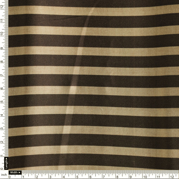Brown Stripes Digital Printed Fabric - Japan Satin