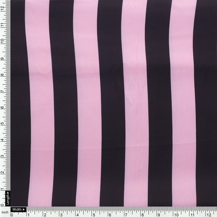 Black and Pink Striped Digital Printed Fabric