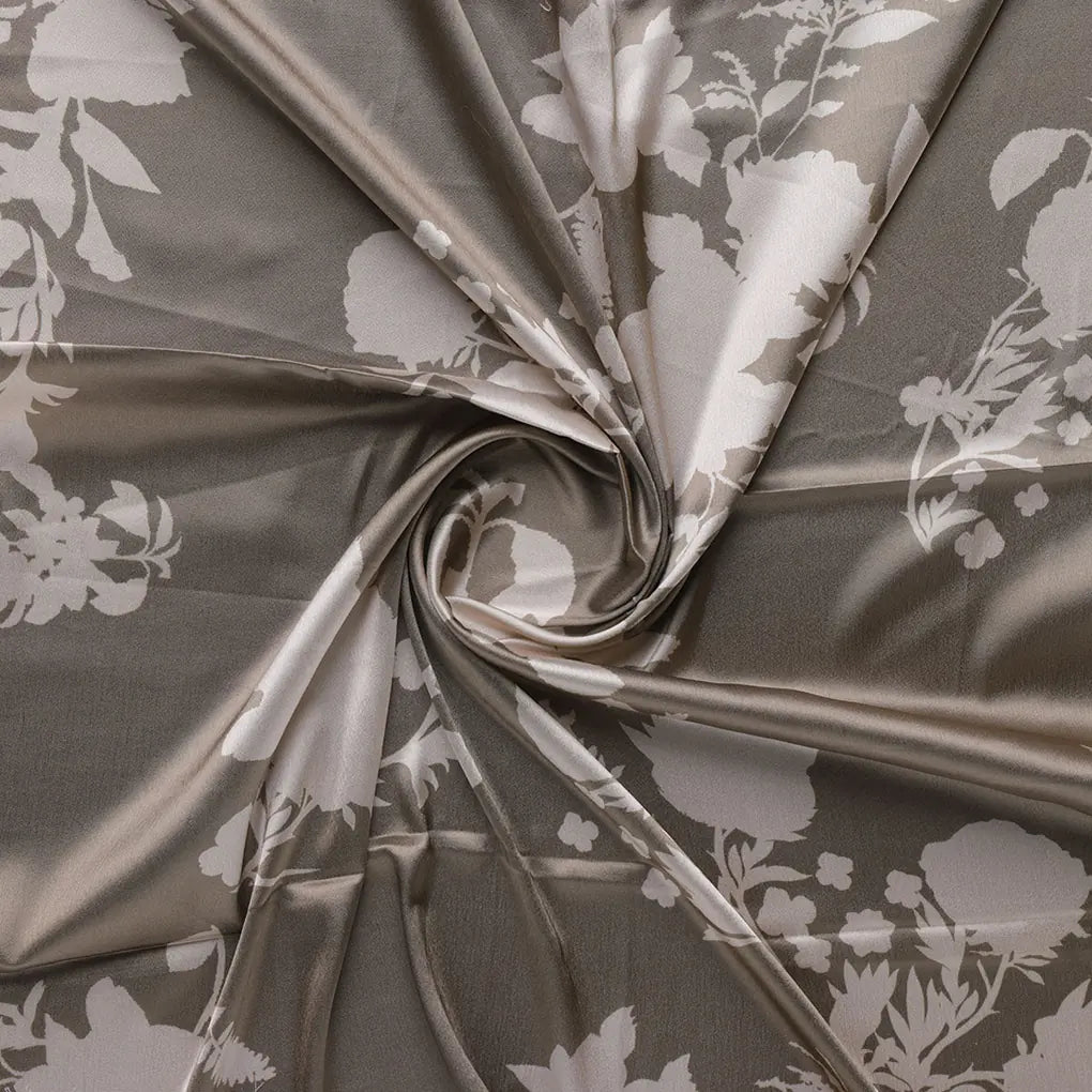 Beautiful Brown Floral Branch Digital Printed Fabric - Japan Satin – js 0 ta08569p4 110 b