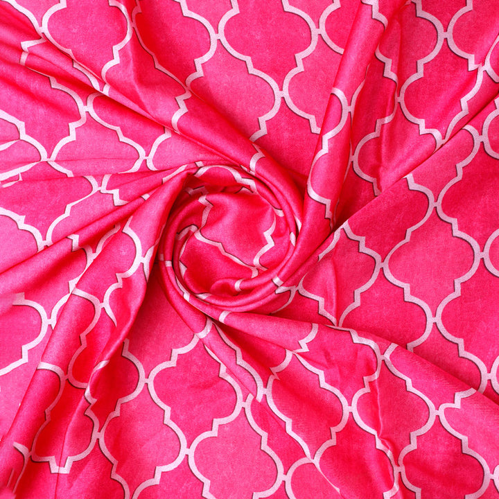 Gorgeous pink Ogee digital printed fabric from FAB VOGUE Studio