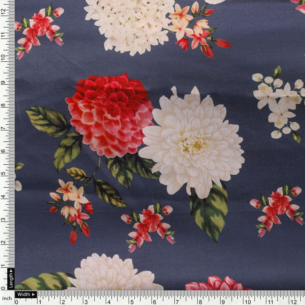 Gorgeous gray floral digital printed fabric by FAB VOGUE Studio