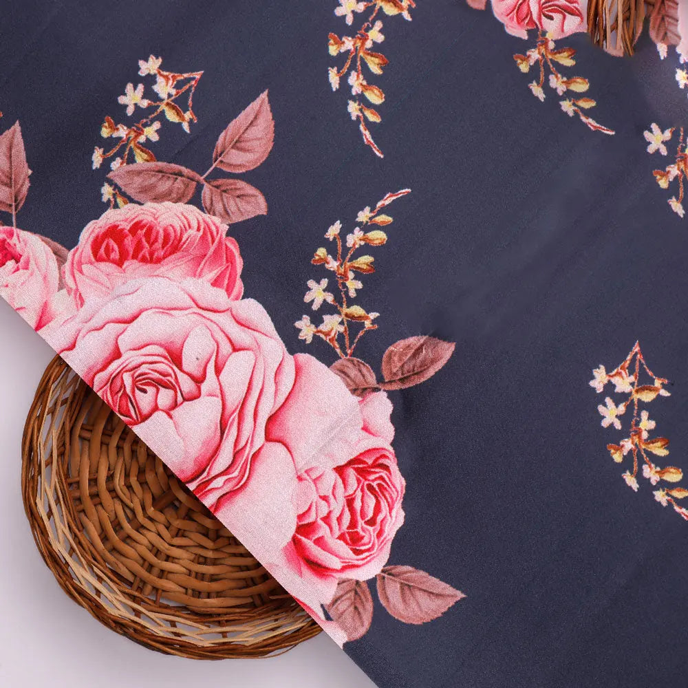 Classy floral digital printed fabric in gray by FAB VOGUE Studio – js 0 ta09553p11 110 b