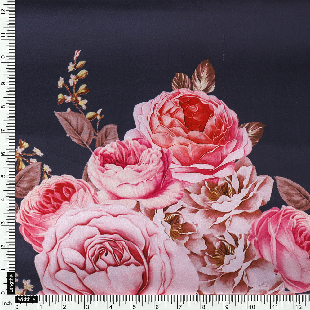 Classy floral digital printed fabric in gray by FAB VOGUE Studio