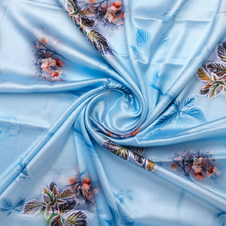 Gorgeous blue floral digital printed fabric from FAB VOGUE Studio