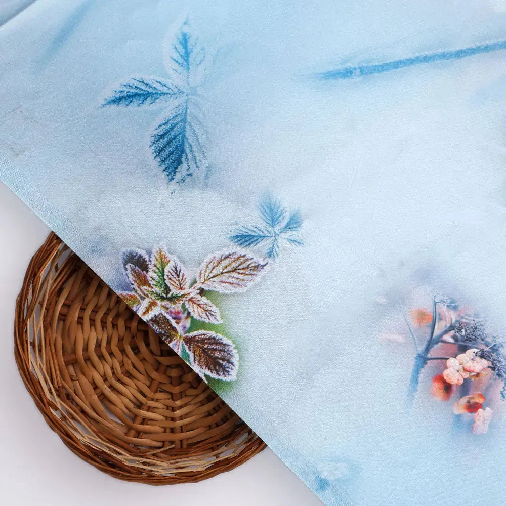 Gorgeous blue floral digital printed fabric from FAB VOGUE Studio – js 0 ta09559c 110 b