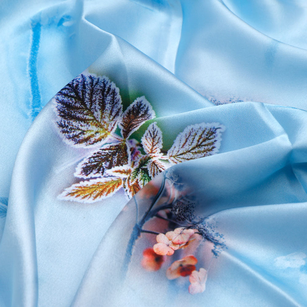 Gorgeous blue floral digital printed fabric from FAB VOGUE Studio
