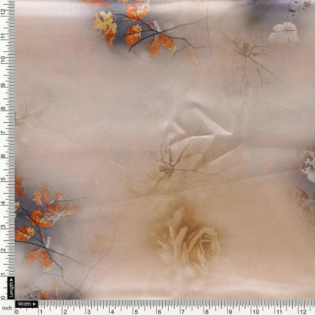 Decorative Roses With Autumn Buds Art Digital Printed Fabric - Japan Satin – js 0 ta09560c 110 a