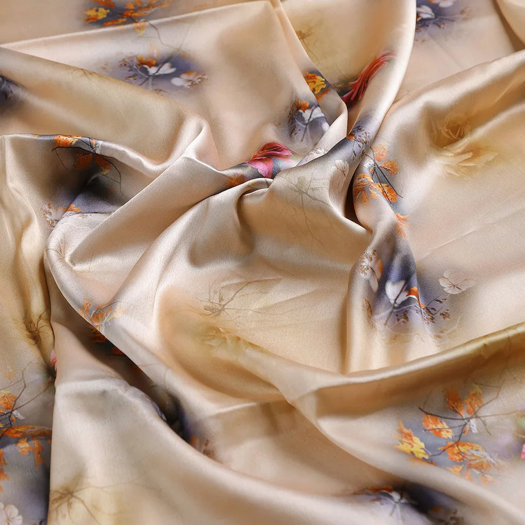 Decorative Roses With Autumn Buds Art Digital Printed Fabric - Japan Satin – js 0 ta09560c 110 c