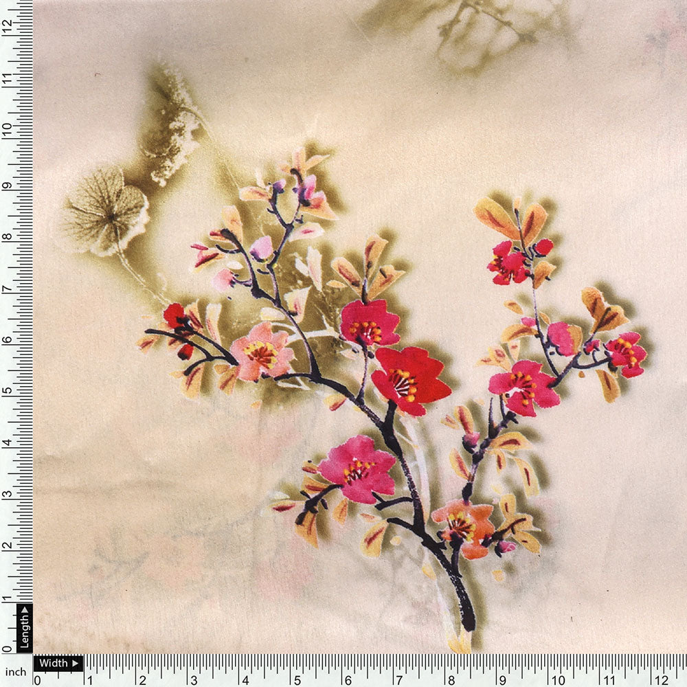 Floral digital printed fabric in Japan satin from FAB VOGUE Studio