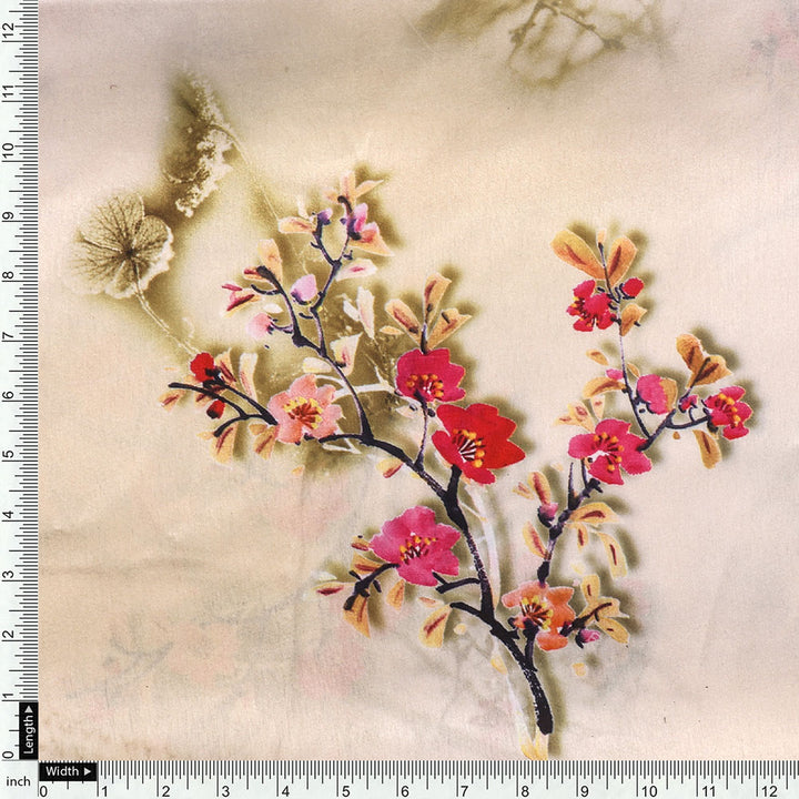 Floral digital printed fabric in Japan satin from FAB VOGUE Studio