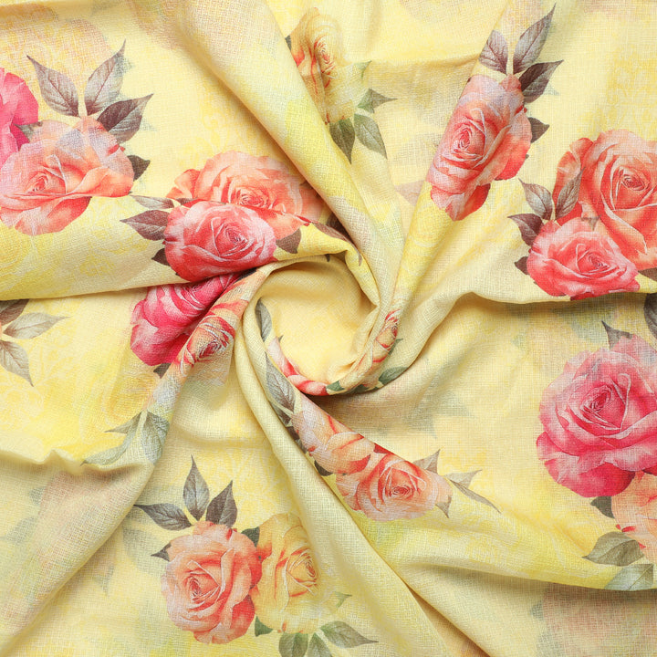 Gorgeous floral printed kota doria fabric from FAB VOGUE Studio