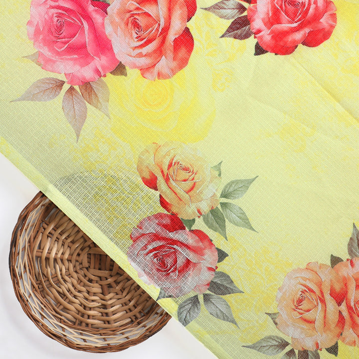 Gorgeous floral printed kota doria fabric from FAB VOGUE Studio