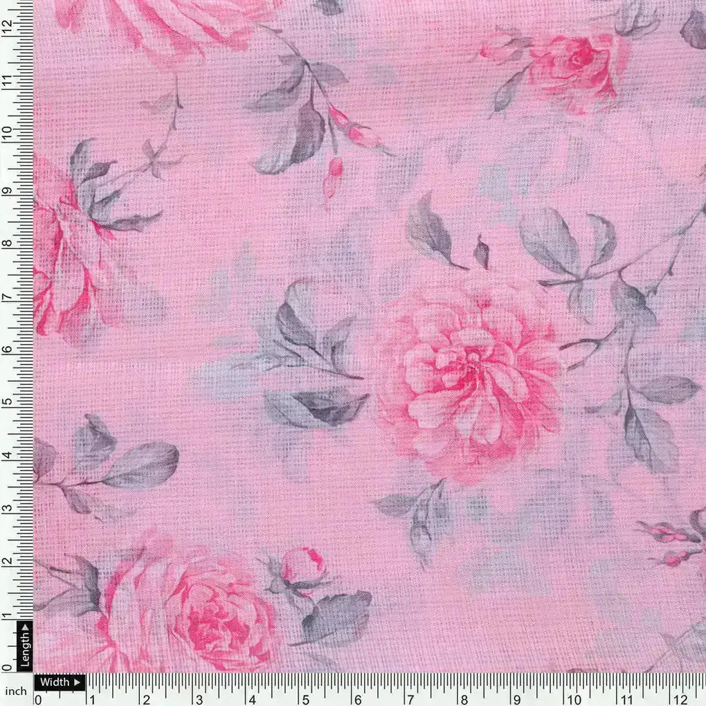 Pink Rose Allover Digital Printed Fabric - Kota Doria – kd 0 ta06118p2 110 acopy