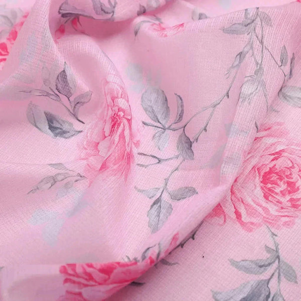 Pink Rose Allover Digital Printed Fabric - Kota Doria – kd 0 ta06118p2 110 ccopy
