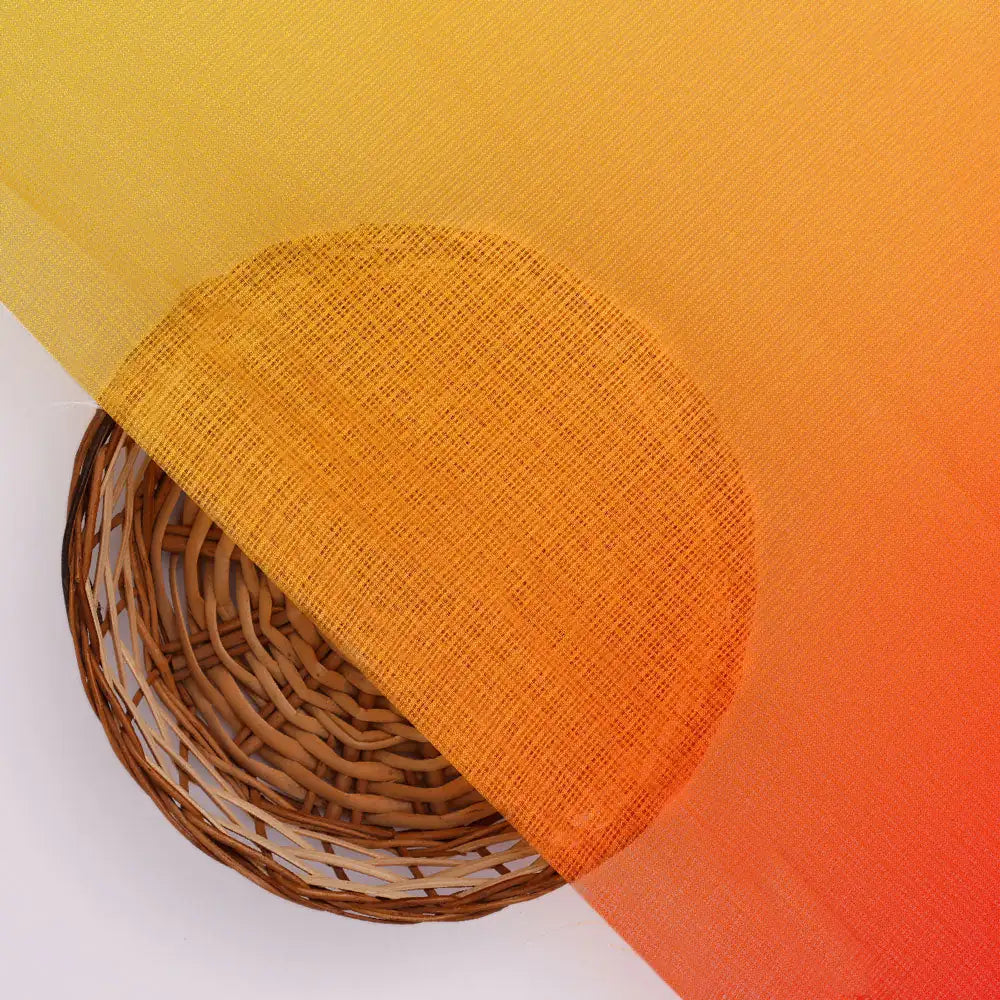 Kota Doria Fabric with Decorative Digital Print in Yellow, Orange and Red – kd 0 ta08628p3 110 b