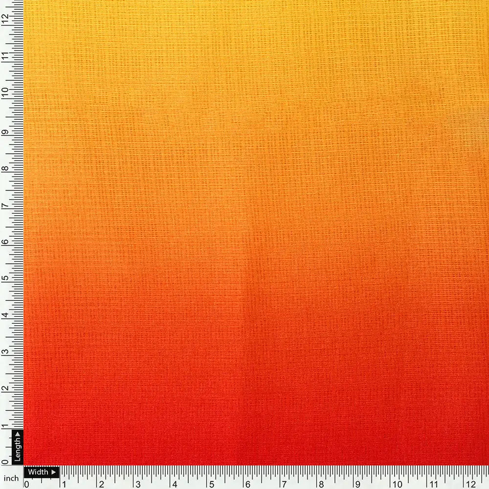 Kota Doria Fabric with Decorative Digital Print in Yellow, Orange and Red – kd 0 ta08628p3 110 d
