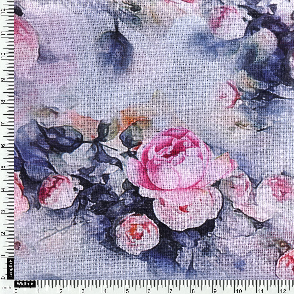 Classy floral digital printed Kota Doria fabric from FAB VOGUE Studio