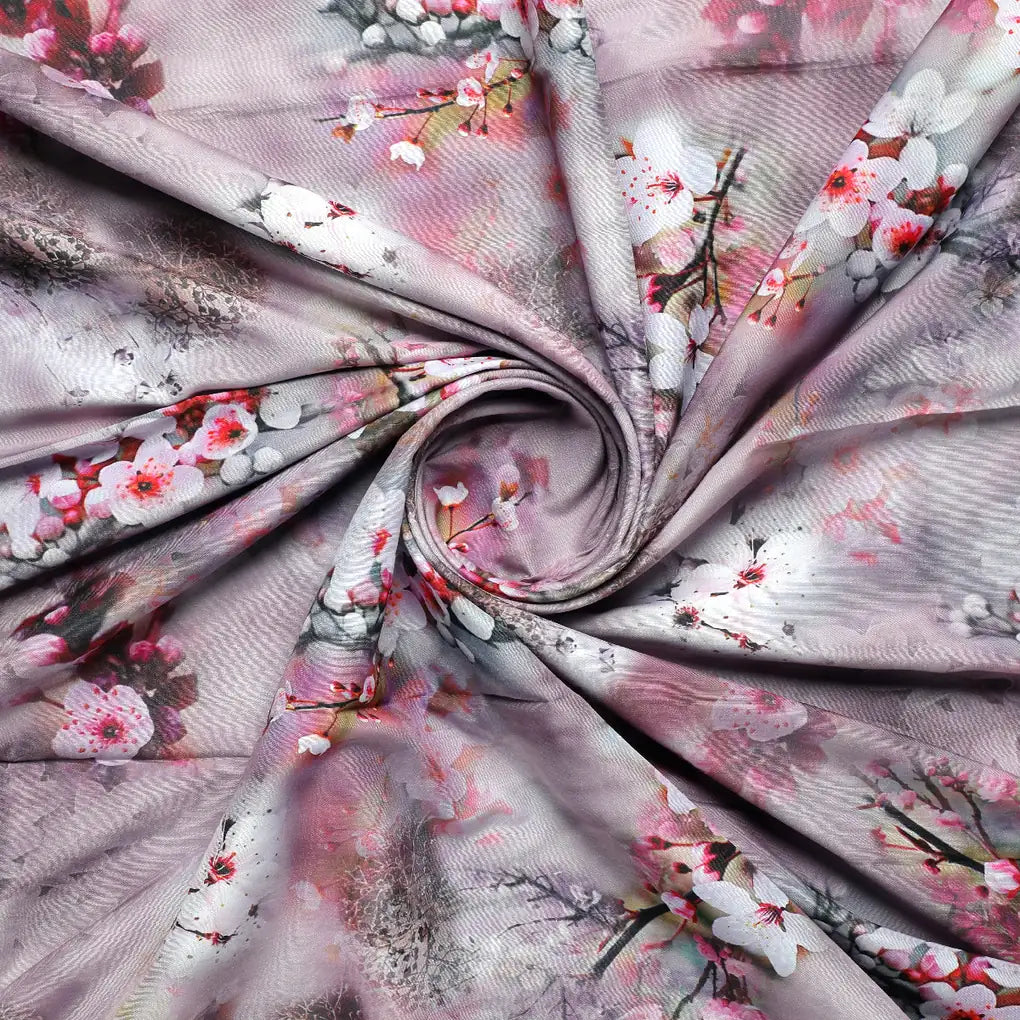 Classy Brown Floral Digital Printed Kora Silk Fabric – ks 0 0ta060200 110 a