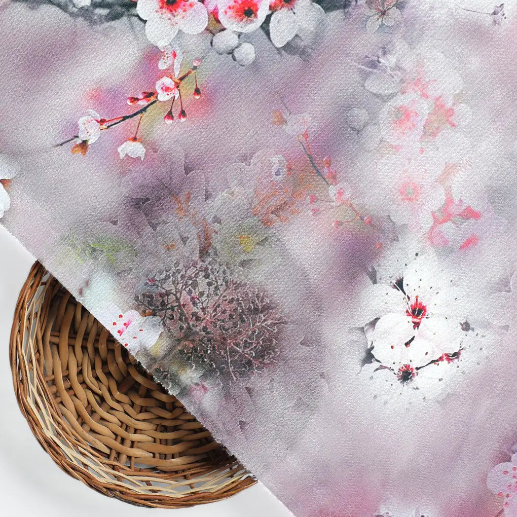 Classy Brown Floral Digital Printed Kora Silk Fabric – ks 0 0ta060200 110 b