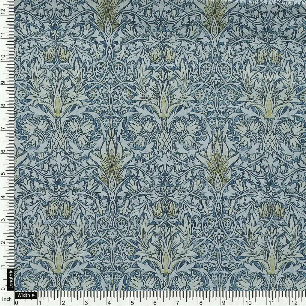 Damask Patterns On Yukon Gold Digital Printed Fabric - Kora Silk – ks 0 ta 05997p2 110 a