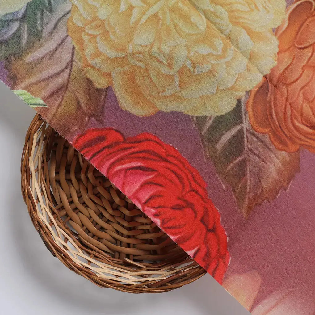 Huge Realistic Flowers Digital Printed Fabric  - Kora Silk – ks 0 ta07202l4 110 d