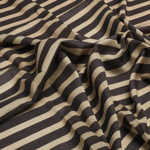 Brown Stripes Digital Printed Fabric - Kora Silk – ks 0 ta07623 110 c