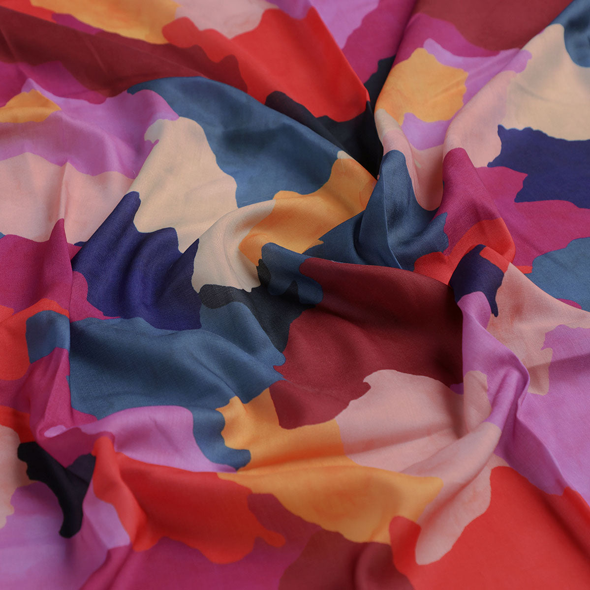 Morden Paint Of Art Multicolour Digital Printed Fabric - Kora Silk