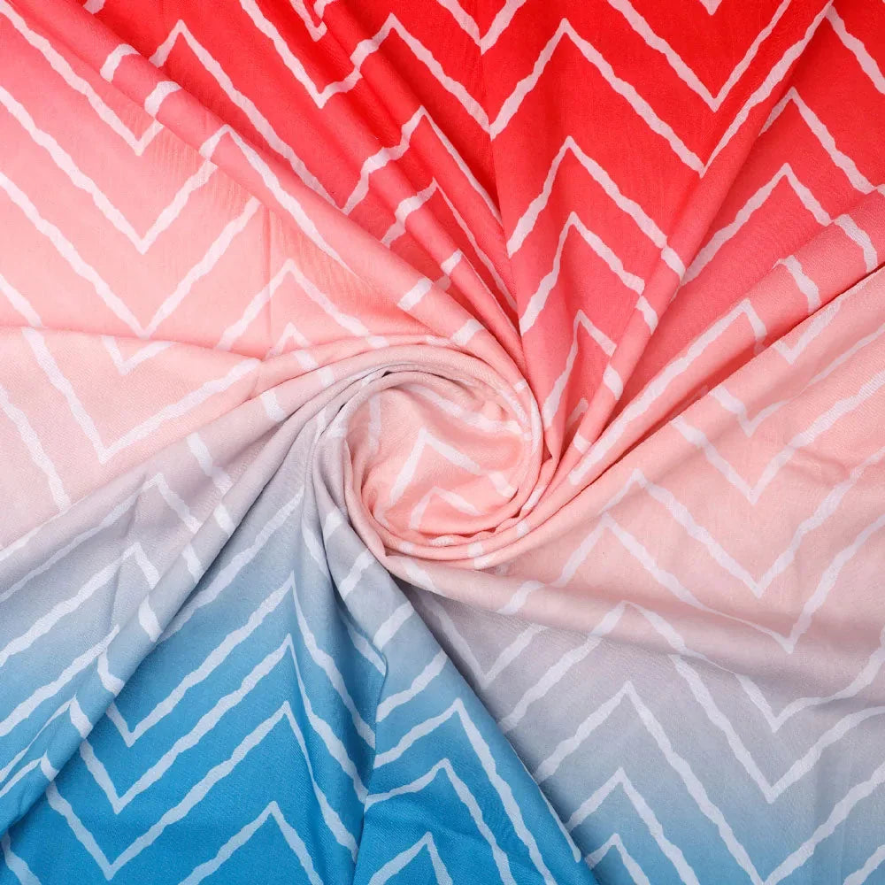 Zigzag Digital Printed Kora Silk Fabric in Multicolor – ks 0 ta08377p3 110 a