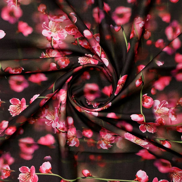 Tiny Pink Chintz Branch Digital Printed Fabric - Kora Silk – ks 0 ta08659 110 bcopy - alternate view