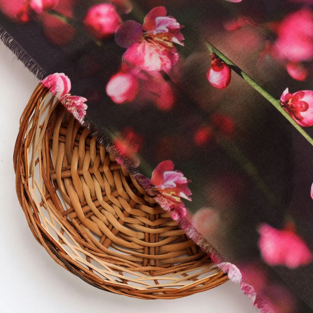 Tiny Pink Chintz Branch Digital Printed Fabric - Kora Silk – ks 0 ta08659 110 dcopy