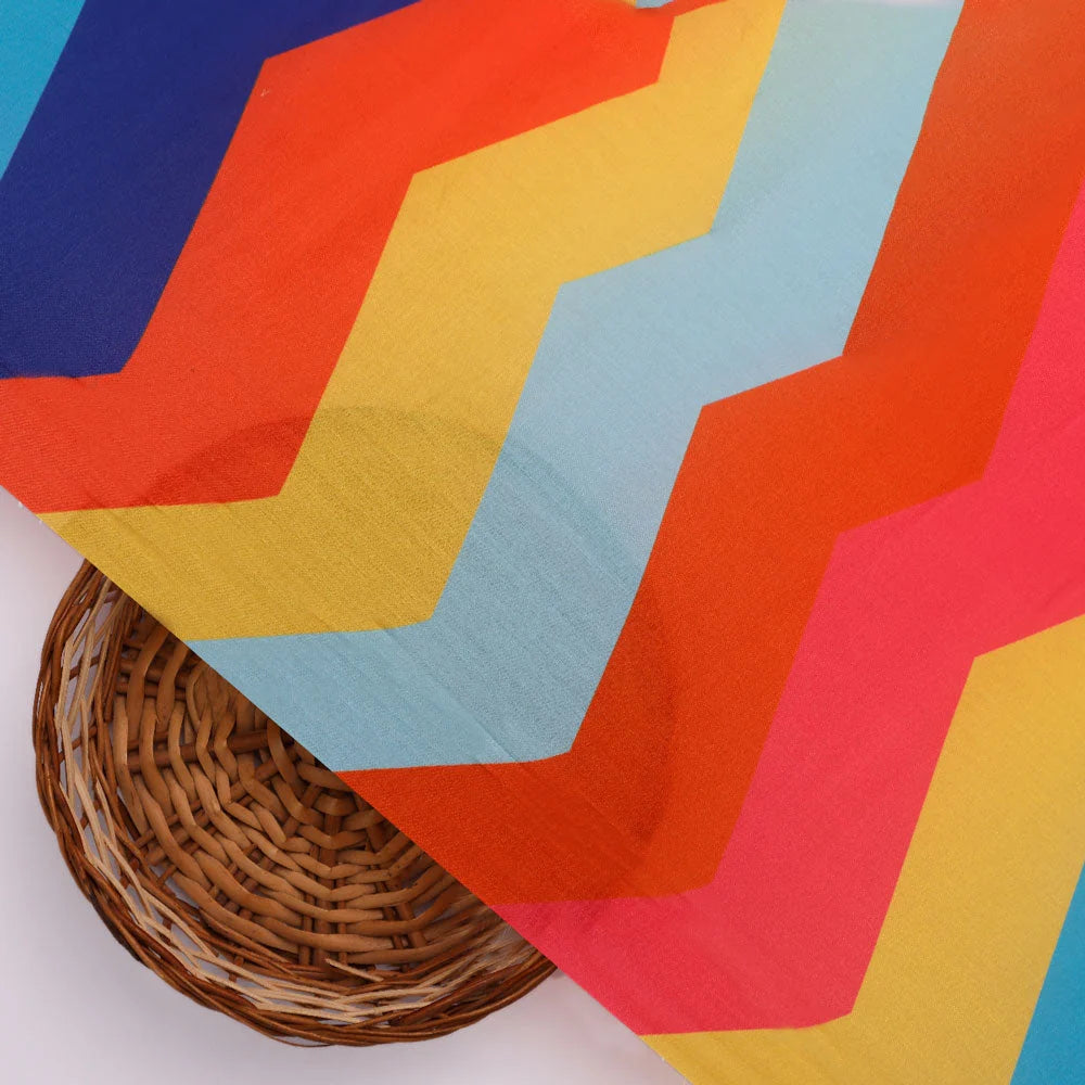 Zigzag Digital Printed Kora Silk Fabric from FAB VOGUE Studio – ks 0 ta09262p6 110 b