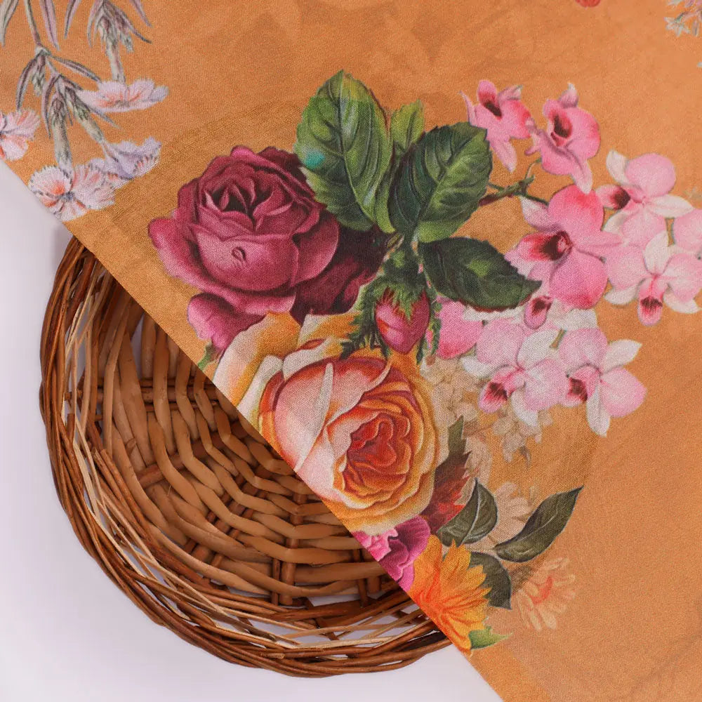 Gorgeous floral digital printed fabric in yellow from FAB VOGUE Studio – mu 0 0ta061813 110 b