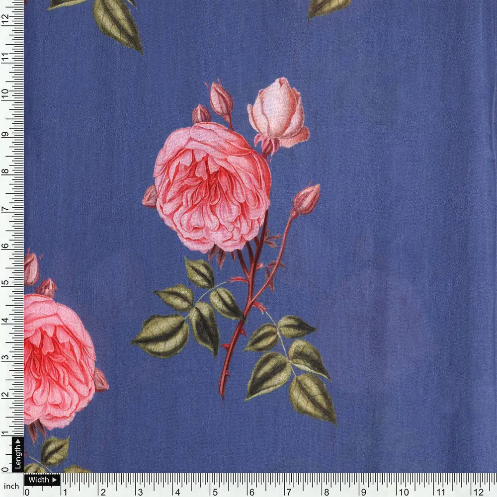 Classy floral digital printed fabric in blue by FAB VOGUE Studio – mu 0 0ta07107p3 110 d