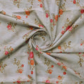 Peony Floral Strips Orange With Red Digital Printed Fabric - Poly Muslin – mu 0 ma012282 110 b