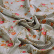 Peony Floral Strips Orange With Red Digital Printed Fabric - Poly Muslin – mu 0 ma012282 110 c