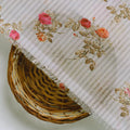 Peony Floral Strips Orange With Red Digital Printed Fabric - Poly Muslin – mu 0 ma012282 110 d