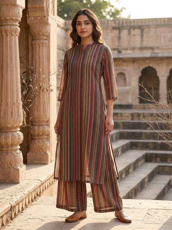 Muslin - Polyester - Design MA023298 - Straight Kurta with Palazzo Lookbook - MU-0-MA023298-114 - alternate view