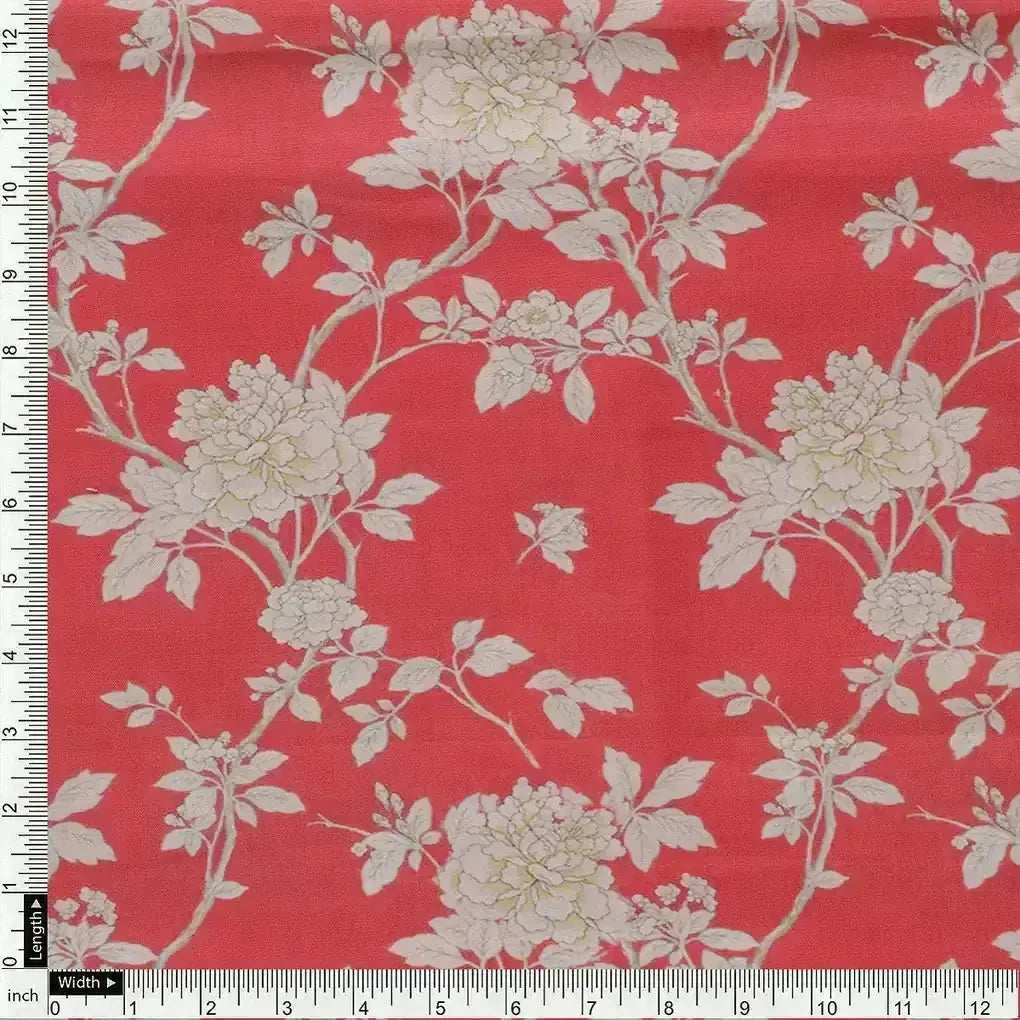 Flower Bunch On Dreamy Orange Digital Printed Fabric  - Muslin – mu 0 ma03131p3 110 a
