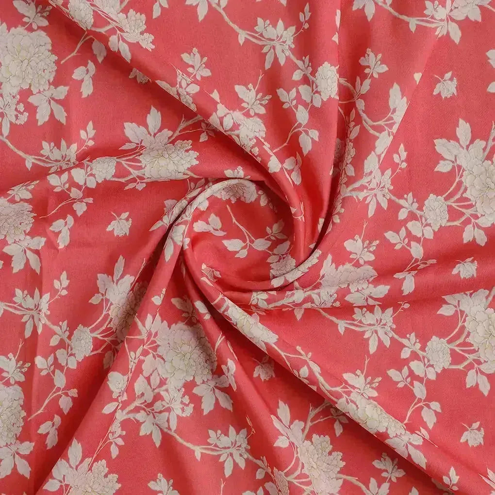 Flower Bunch On Dreamy Orange Digital Printed Fabric  - Muslin – mu 0 ma03131p3 110 b