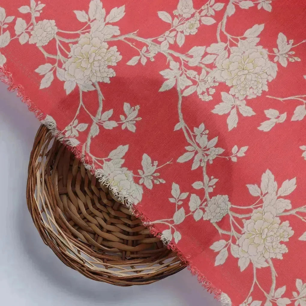 Flower Bunch On Dreamy Orange Digital Printed Fabric  - Muslin – mu 0 ma03131p3 110 d