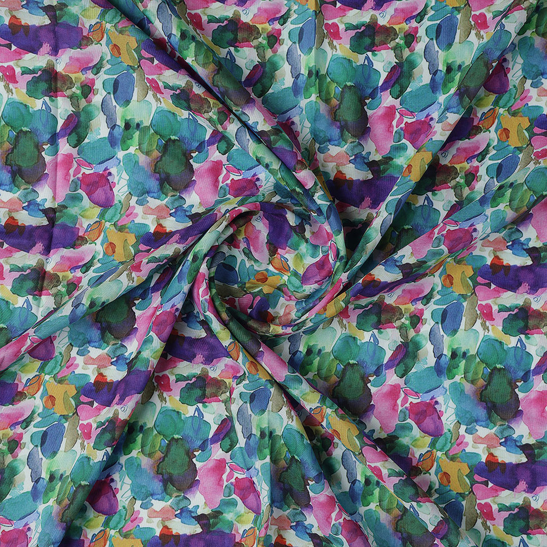Multicolor Abstract Pattern Digital Printed Fabric