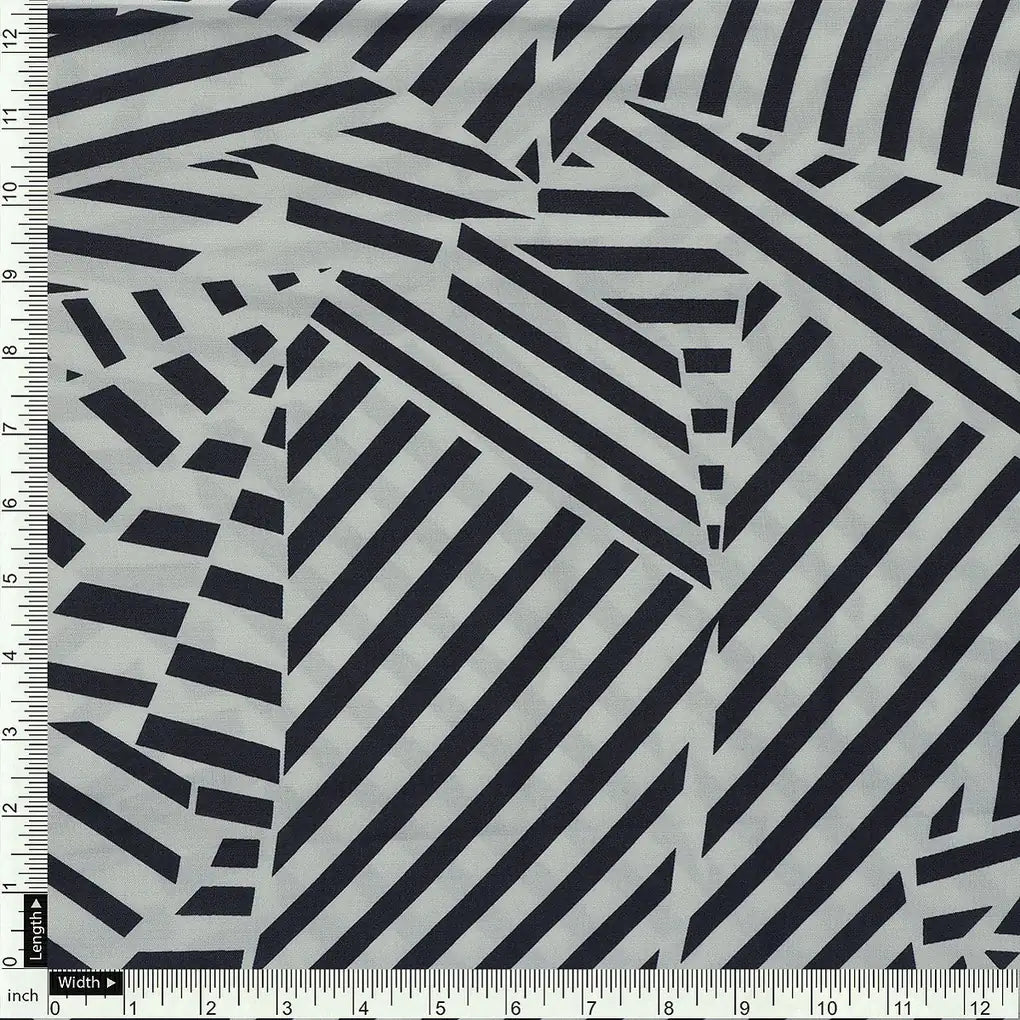 Attractive Black Strips With Bone Colour Digital Printed Fabric - Muslin – mu 0 ta0078 110 a